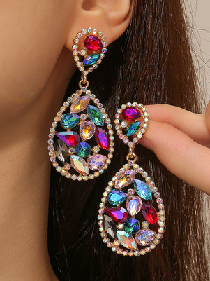 

Elegant Colored Diamond Earrings Party Wedding Women's Jewelry, Multicolor, Earrings