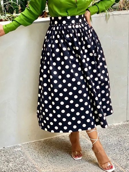 

Polka Dots High Waist Urban Skirt, Black, Skirts