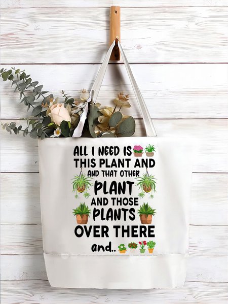 

Lilicloth X Manikvskhan Gift For Plant Lover All I Need Is This Plant And That Other Plant Shopping Tote, White, Bags