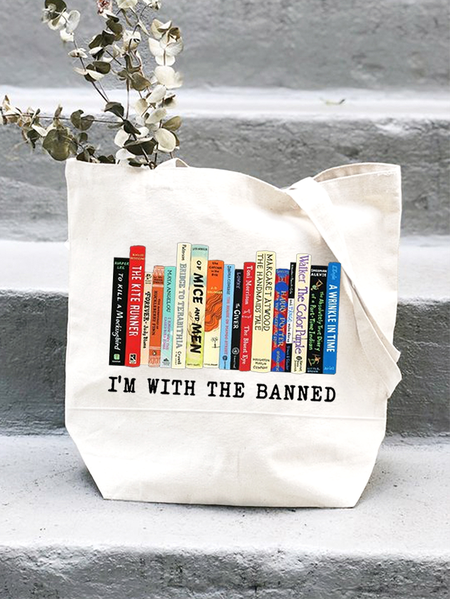 

Women's Shopping Tote I'm With The Banned, White, Bags