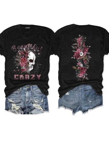 

Women's Cotton Western Country Music Beautiful Crazy T-Shirt, Black, T-shirts
