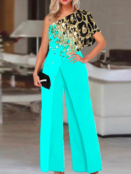 

Vacation Asymmetrical Ombre Jumpsuit, Green, Jumpsuits＆Rompers