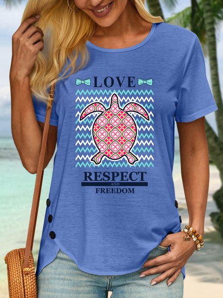 

Lilicloth X Cadzart Love Respect And Freedom Women's Crew Neck T-Shirt, Blue, T-shirts