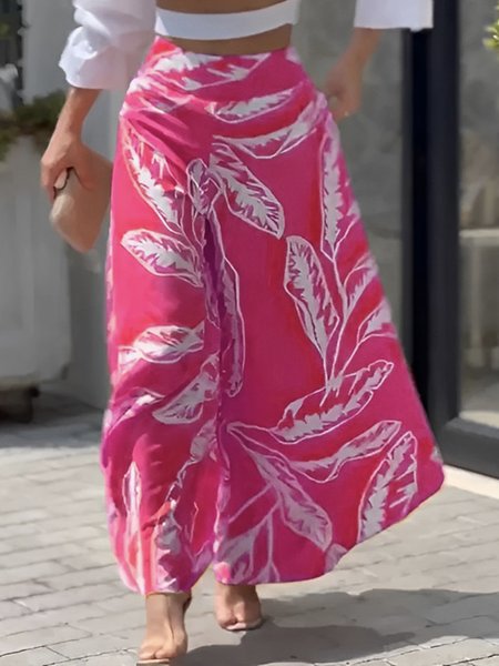 

Leaf Regular Fit Vacation Fashion Pants, Rose red, Pants