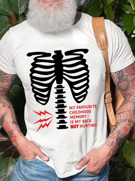 

Men's Funny Word My Favorite Childhood Memory Is My Back Not Hurting T-Shirt, White, T-shirts