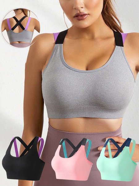 

Breathable color-blocking sports bra, Gray, Bra & Bra Sets