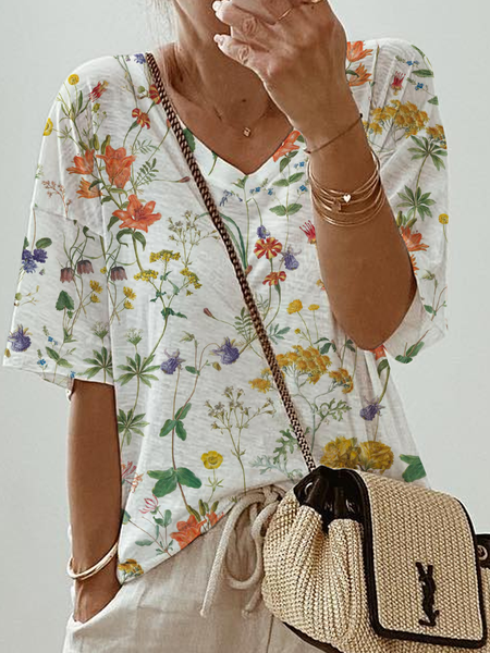 

Floral Casual T-Shirt, White, T-Shirts