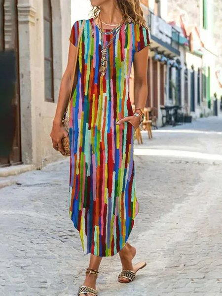

Crew Neck Ombre Casual Dress, Green, Dresses