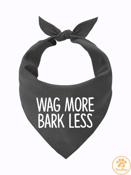 

Wag More Bark Less Matching Dog Print Bib, Gray, Pet Bandanas