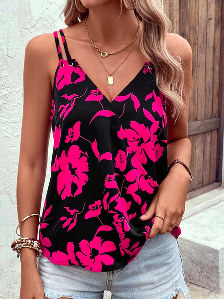 

Loose VacationFloral Print Cami Top, Pink, Tanks & Camis