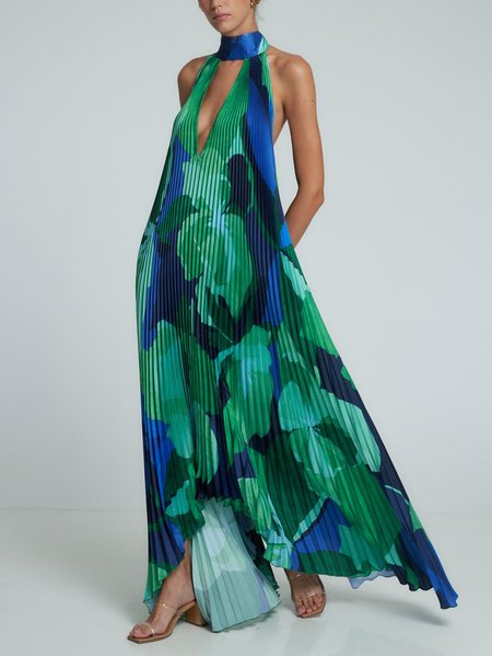 

Party Elegant Satin Dress, Green, Maxi Dresses