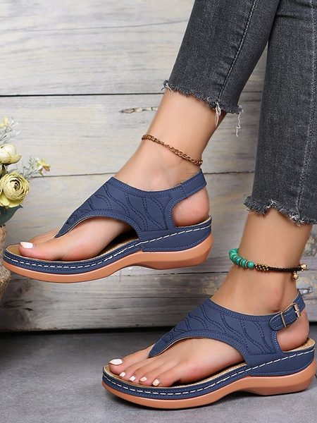 

Women's Walking Slippers with Arch Support Anti-Slip Breathable Sandal Vintage Slip On Flip Flops Sandals Women Dressy Summer Flat, Blue, Sandals