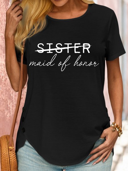 

Women's SISTER Maid Of Honor Casual T-Shirt, Black, T-shirts