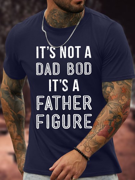 

Men's It's Not A Dad Bod It'S A Father Figure Funny Graphic Printing Father's Day Gift Text Letters Cotton Casual T-Shirt, Purplish blue, T-shirts
