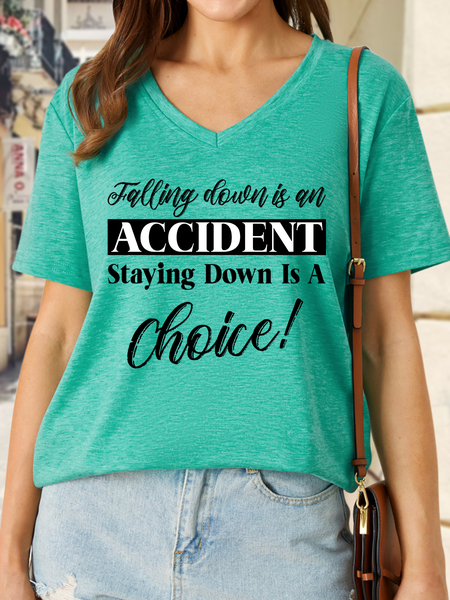 

Lilicloth X Ana Falling Down Is An Accident Staying Down Is A Choice Women’s Text Letters Cotton T-Shirt, Green, T-shirts