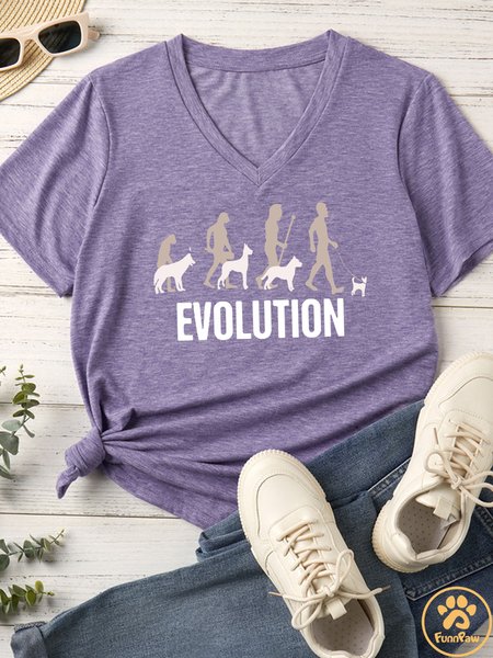 

Women's Funny Evolution Matching V Neck T-Shirt, Purple, T-shirts