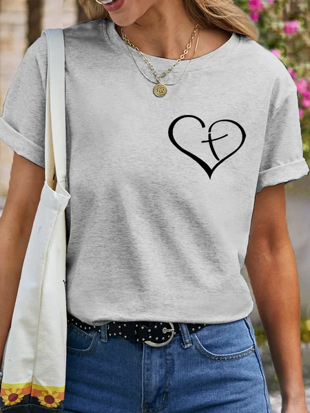 

Women's Cotton Jesus Has My Back Loose T-Shirt, Light gray, T-shirts