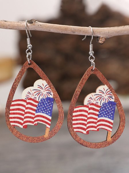 

Casual American Flag Independence Day Pattern Earrings Holiday Party Women's Jewelry, Color3, Earrings