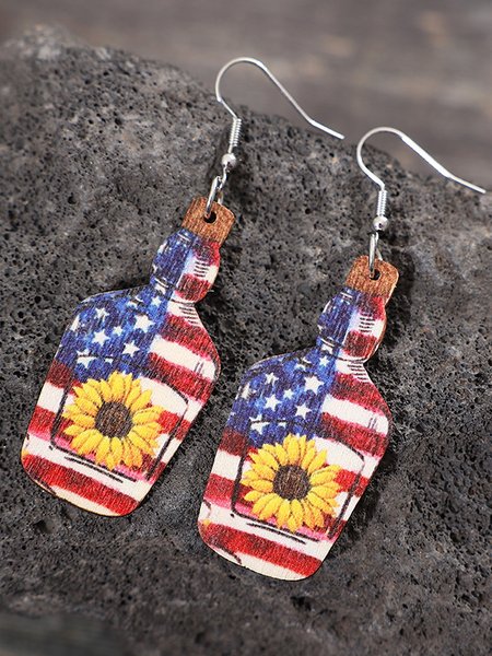 

Casual American Flag Independence Day Pattern Earrings Holiday Party Women's Jewelry, Color2, Earrings
