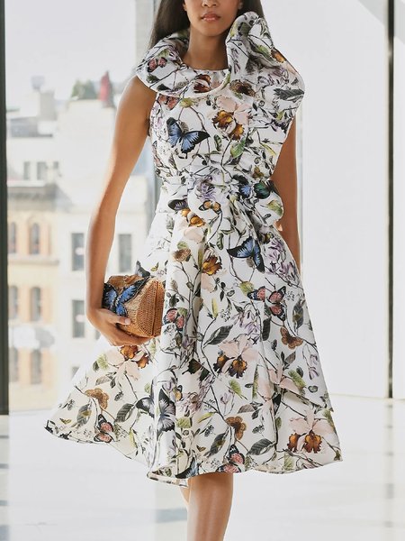 

Butterfly Others Regular Fit Elegant Dress With No, As picture, Mini Dresses