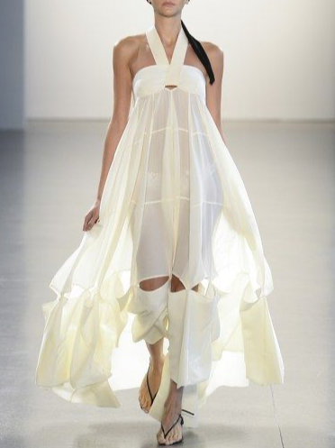 

Halter Plain Elegant Party Dress, White, Maxi Dresses