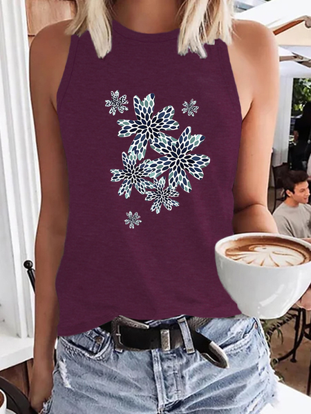 

Women’s Flower Bloom Plant Casual Cotton Tank Top, Wine red, Tank Tops