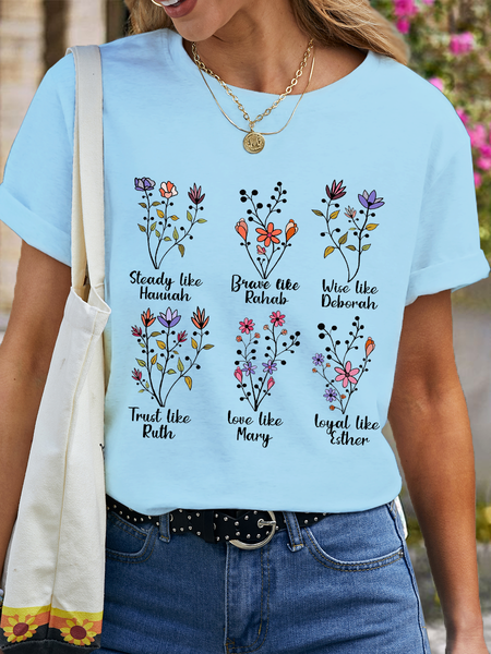 

Women's The Bible Faith Jesus Simple Crew Neck T-Shirt, Light blue, T-shirts
