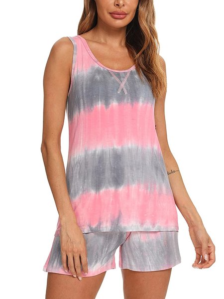 

Loose Casual Tie Dye Pajama Set, Dusty pink, Loungewear & Sleepwear