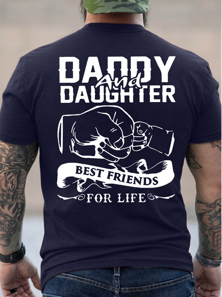

Men's Daddy And Daughter Best Friends For Life Funny Graphic Printing Father's Day Gift Cotton Loose Text Letters Casual T-Shirt, Purplish blue, T-shirts