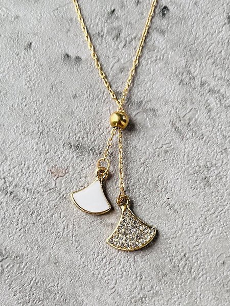 

Metal Diamond Ginkgo Leaf Pattern Necklace Y-chain Casual Urban Women's Jewelry, Golden, Necklaces