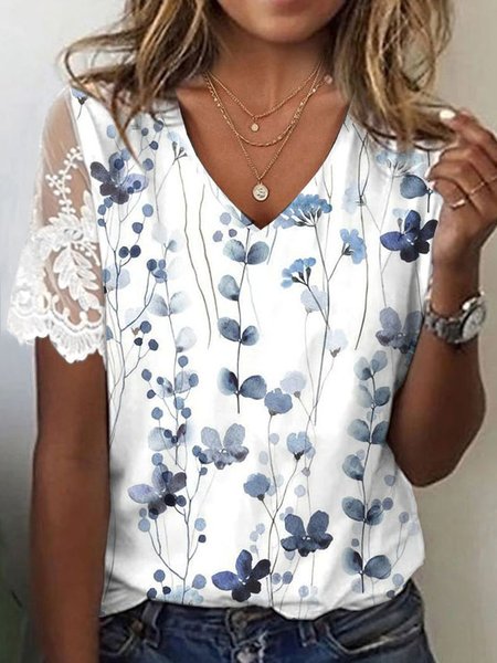 

Loose Casual Knitted Split Joint Shirt, Blue, Shirts & Blouses