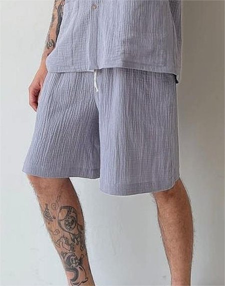

Cotton-blend Drawing Bermuda, Blue, Men's shorts