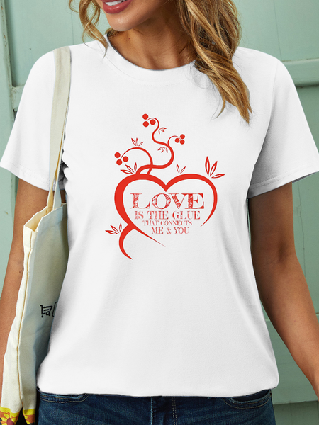 

Women’s Love Is The Glue That Connects Me & You Casual Cotton T-Shirt, White, T-shirts