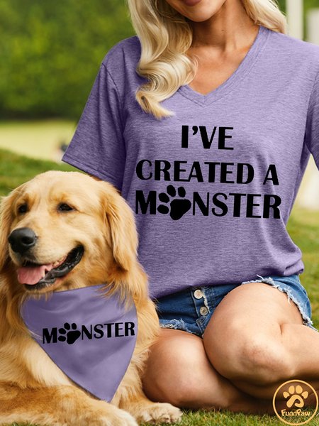 

Lilicloth X Funnpaw Women's I've Created A Monster Matching V Neck T-Shirt, Purple, T-shirts