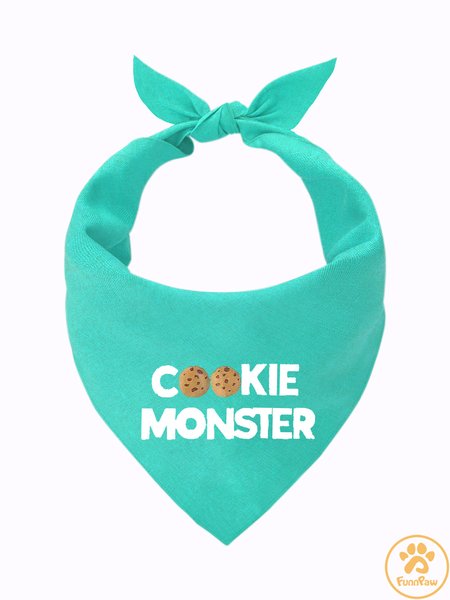 

Cookie Monster Matching Dog Print Bib, Lightgreen, Pet Bandanas