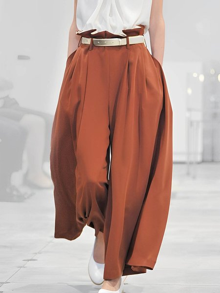 

Loose Plain Urban Fashion Wide leg Pants, As picture, Pants
