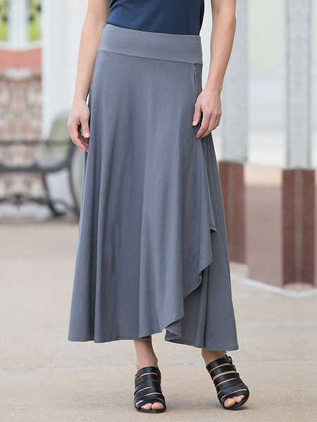 

Lightweight High Elasticity Plain Urban Loose Maxi Skirt, Gray, Skirts