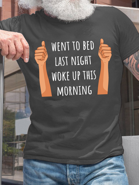 

Men's Funny Old Age Woke Up This Morning Cotton Text Letters T-Shirt, Deep gray, T-shirts