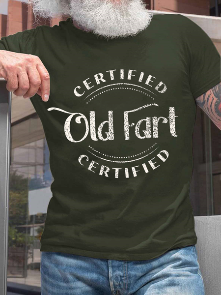 

Men‘s Cotton Certified Old Fart Vintage Birthday Retiree Gift T-Shirt, Green, T-shirts