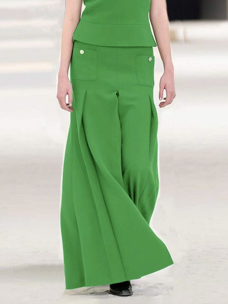 

Regular Fit Elegant Plain Fashion Pants, Green, Pants