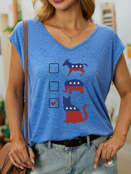 

Women’s Vote Cats Casual Cotton Animal Tank Top, Blue, Tank Tops