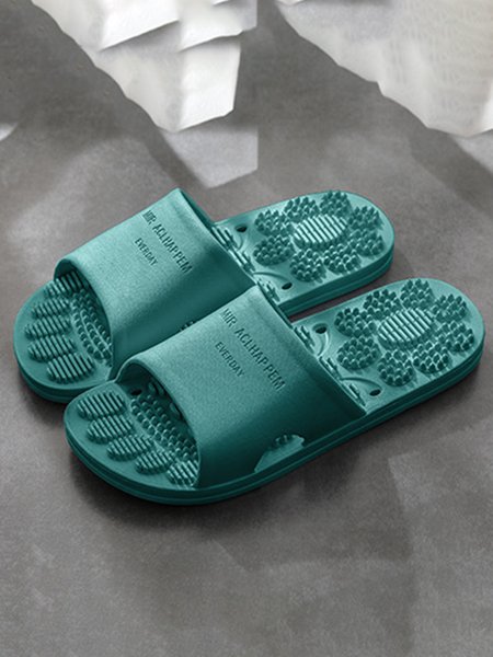 

Particle Massage Waterproof Bathroom Slippers, Darkgreen, Slippers