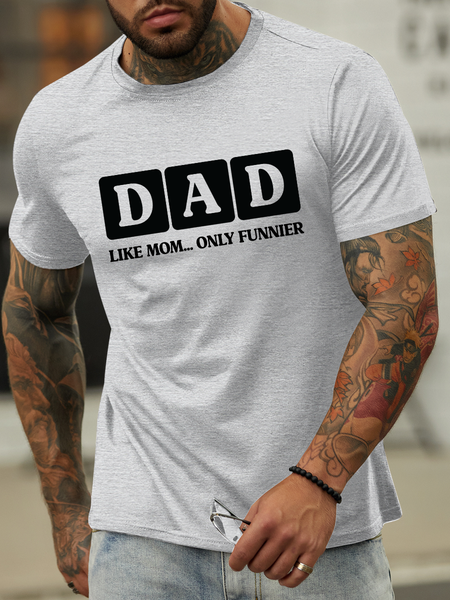 

Lilicloth X Hynek Rajtr Dad Like Mom Only Funnier Men’s Casual Cotton T-Shirt, Light gray, T-shirts