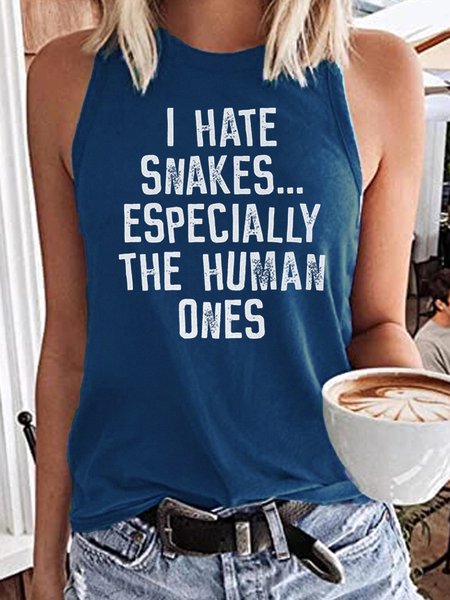 

Women's I Hate Snakes Casual Crew Neck Tank Top, Navy blue, Tank Tops