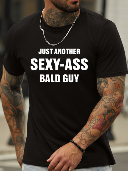 

Lilicloth X Hynek Rajtr Just Another Sexy-Ass Bald Guy Men’s Cotton Casual Crew Neck T-Shirt, Black, T-shirts