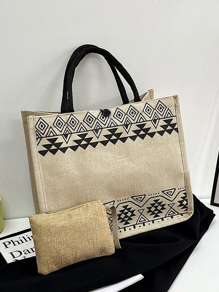 

Casual Ethnic Pattern Straw Shoulder Bag Handbag Vacation Beach Women, As picture, Women's Bags
