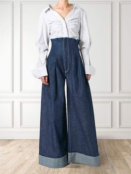 

Denim Plain Casual Regular Fit Jeans, Dark blue, Jeans
