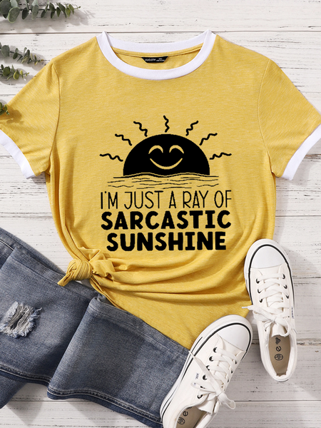 

Women's I'm Just A Ray Of Sarcastic Sunshine Cotton-Blend T-Shirt, Yellow, T-shirts