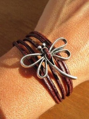 

Western Dragonfly Leather Braided Layered Bracelet Ethnic Vintage Women's Jewelry, As picture, Bracelets