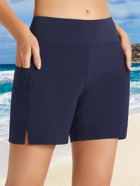 

Sports Plain Split Joint Bikini Bottom, Dark_blue, swimwear>>Bikini Bottoms